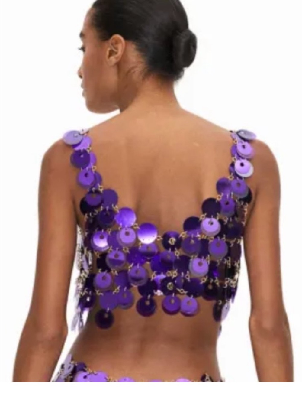Rabanne H&M Purple Sequin Crop Tank Top - Designer - Picture 2 of 9